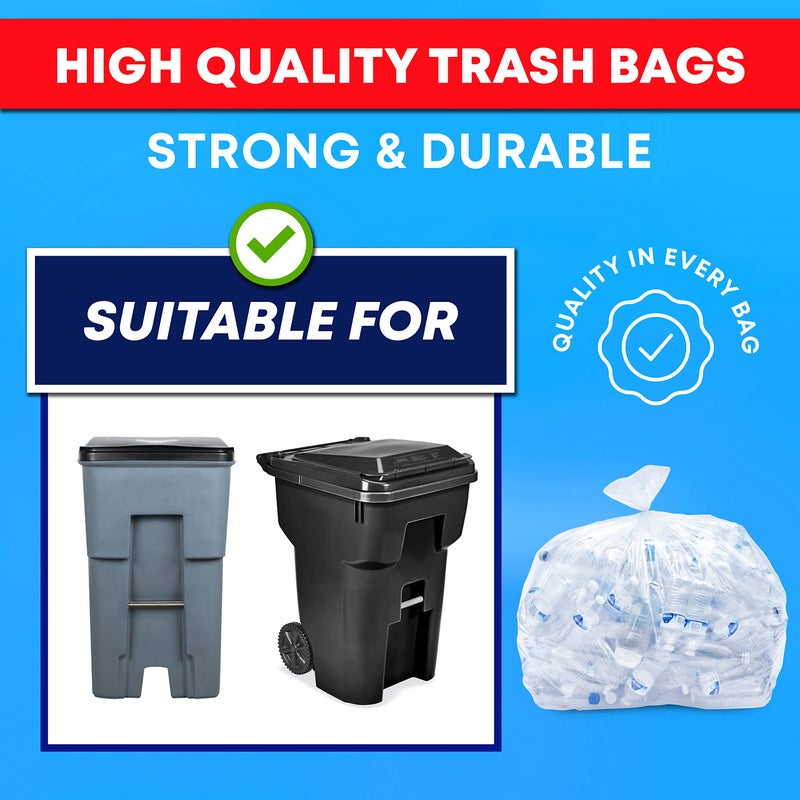 Tasker 95-100 Gallon Clear Trash Bags Heavy Duty | 25 Bags | Extra Large 96 Gallon Trash Bags Large Clear Can Liners, Large 90 Gal, 95 Gal, 96 Gal,100 Gallon Heavy Duty Trash Can Liners - Image 5